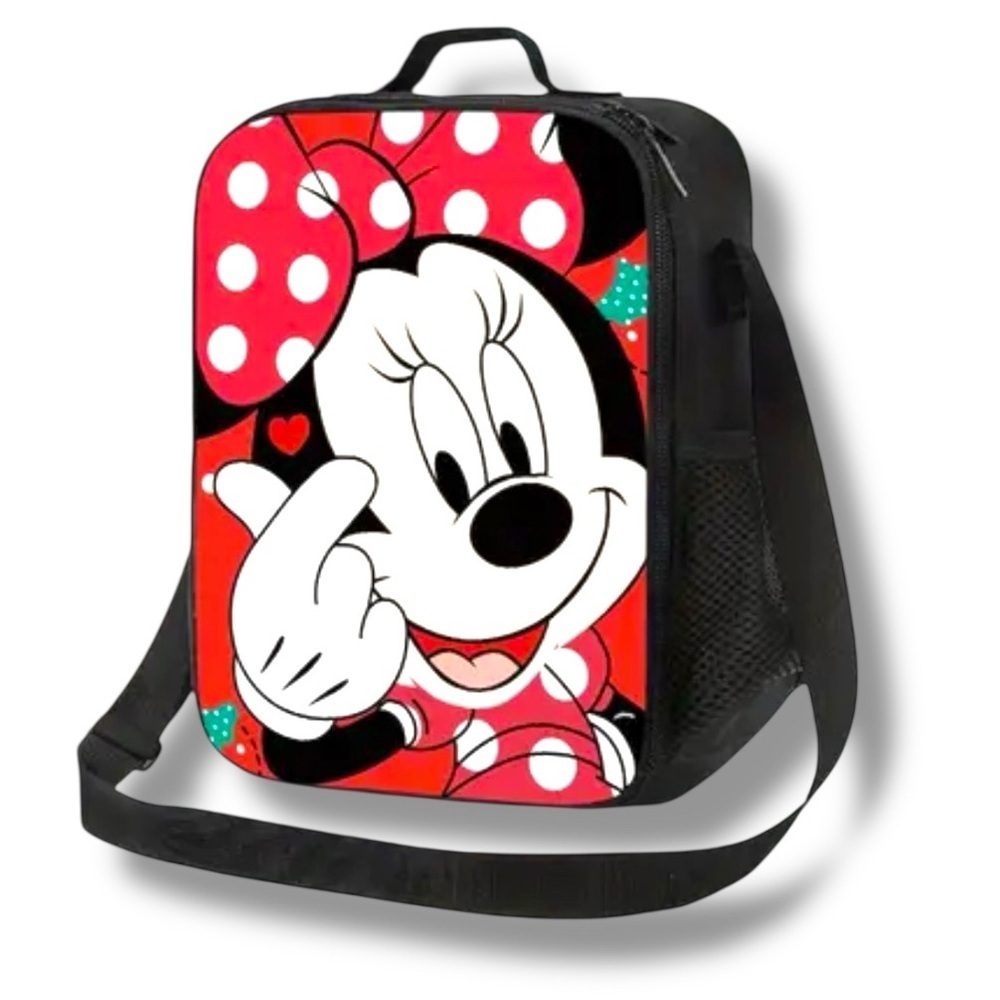 Disney’s Minnie Mouse Lunch Bag Insulated Polka Dot Red Black Meal Bag Tote NEW - Picture 6 of 16